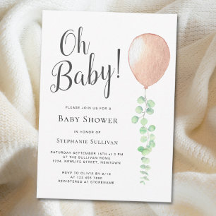 Oh Baby Eucalyptus Balloon Neutral Baby Shower Einladung