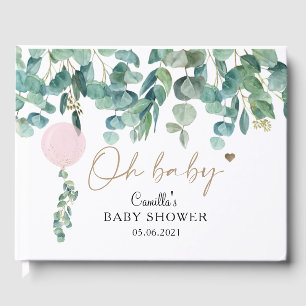 Oh Baby Eucalyptus Pink Balloon Baby Dusche Gästebuch