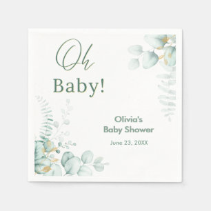 Oh Baby Eukalyptus Grün Gold Baby Shower Serviette