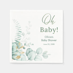 Oh Baby Eukalyptus Grün Gold Baby Shower Serviette
