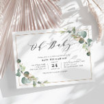 OH BABY | Eukalyptusgrün Babydusche Einladung<br><div class="desc">schönes grünes Eukalyptus-Blattdesign mit elegantem Drehbuch. Sie können den Wortlaut,  den Text und andere Funktionen ändern.</div>