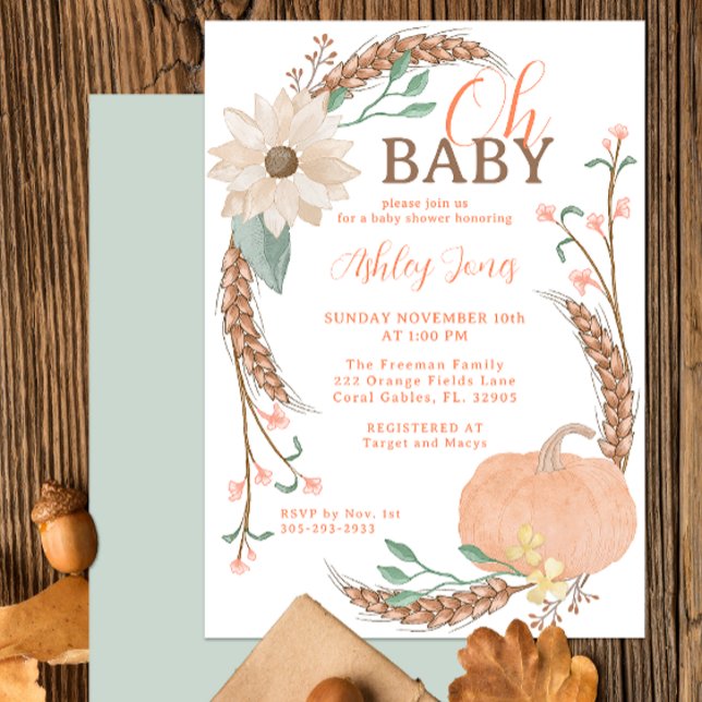 Oh Baby Fall Pumpkin Dusche Einladung (Oh Baby Pumpkin Baby Shower)