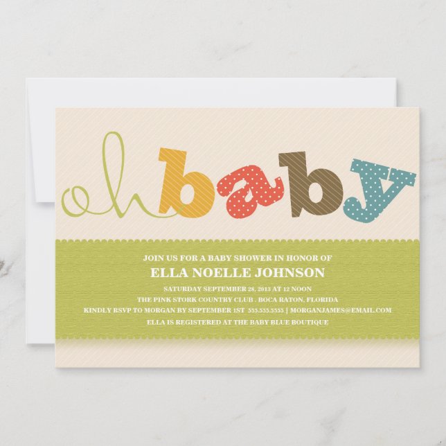 OH BABY! | FARBIGE BABYSHOWEINLADUNG EINLADUNG (Vorderseite)