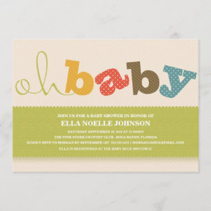 OH BABY!   FARBIGE BABYSHOWEINLADUNG EINLADUNG