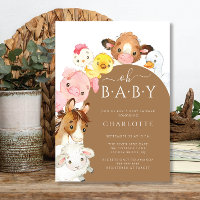 Oh Baby Farm Animaux Baby shower Invitation