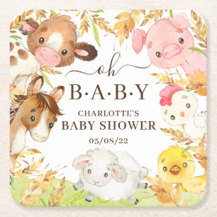 Oh Baby Farm Animaux Carré Dessous de verre en pap