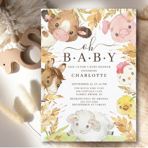 Oh Baby Farm Animaux Douche Invitation