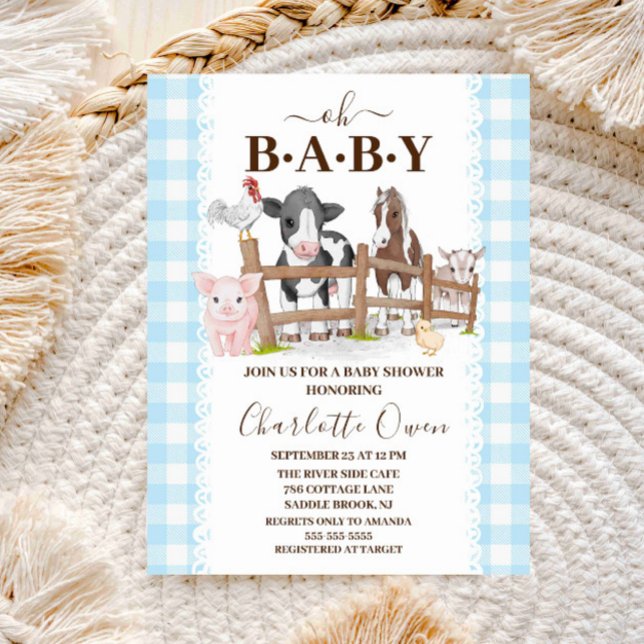 Oh Baby Farm Country Babydusche Einladung Postkarte (Von Creator hochgeladen)