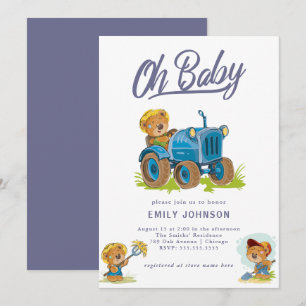 Oh Baby Farm Tractor Baby shower Invitation