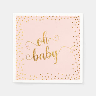 Oh Baby Faux Gold Folien Konfetti Rouge1 Babyparty Serviette