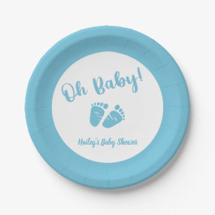 Oh Baby Feet Blue Boy Baby Dusche Pappteller