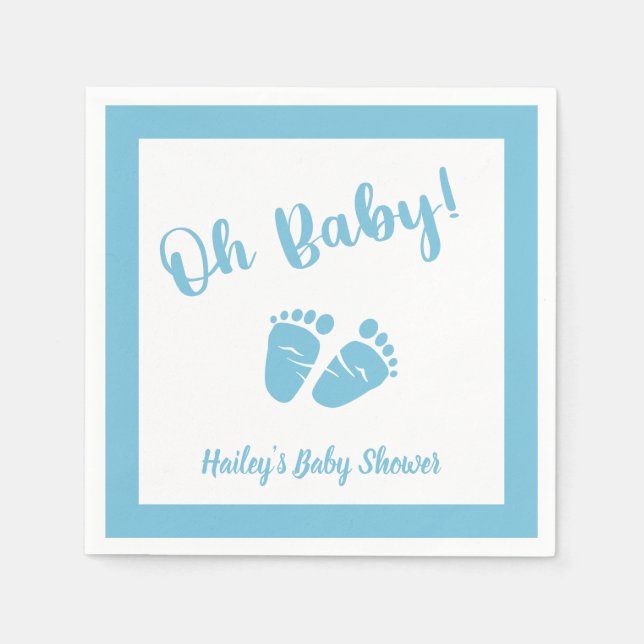 Oh Baby Feet | Boy Blue Baby Dusche Serviette (Vorderseite)
