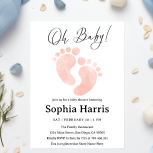 Oh Baby Feet Mädchen Babyparty Einladung