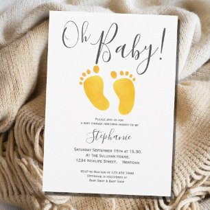 Oh Baby Feet Yellow Baby Dusche Einladung