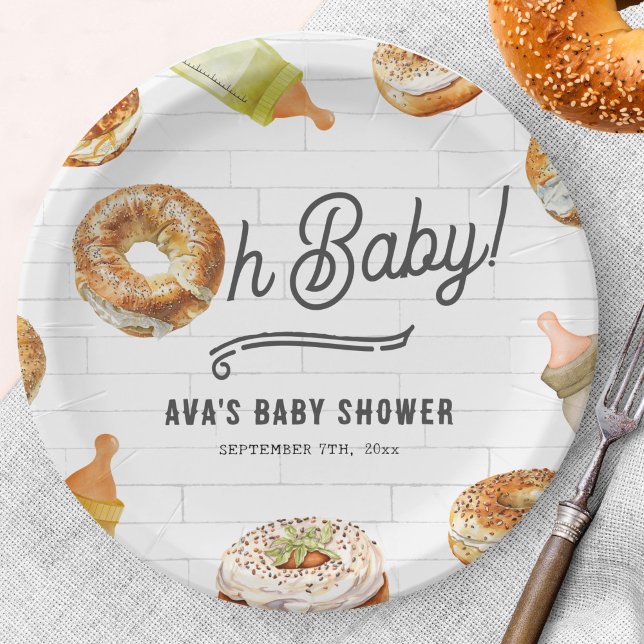 Oh Baby Flaschen & Bagels Baby Dusche Brunch Pappteller (Von Creator hochgeladen)