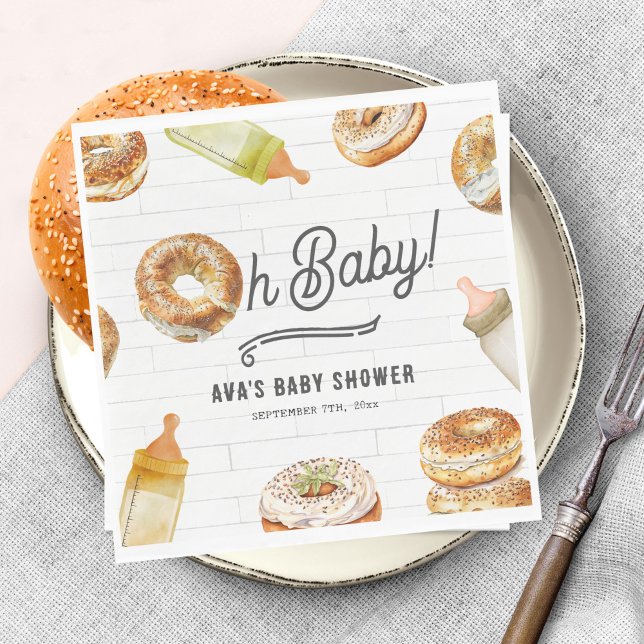Oh Baby Flaschen & Bagels Baby Dusche Brunch Serviette (Von Creator hochgeladen)