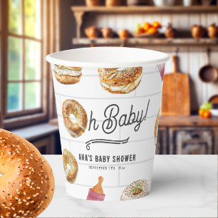 Oh Baby Flaschen & Bagels Pink Baby Dusche Brunch Pappbecher