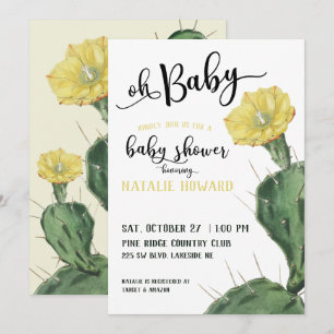 Oh Baby Floral Baby shower Succulent Invitation