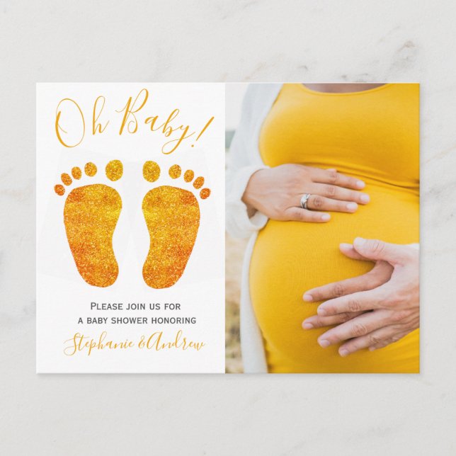 Oh Baby Foto Couples Kinderdusche Einladungspostkarte (Vorderseite)