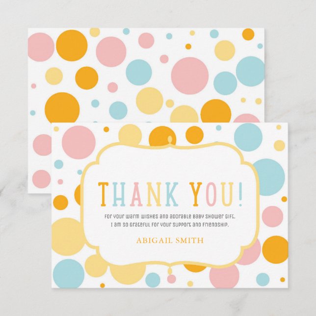 Oh Baby Fun Polka Dots Baby Dusche Danke Einladung (Vorne/Hinten)