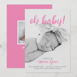 Oh, Baby! Geburtsankündigung in Rosa Save The Date