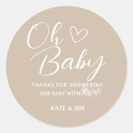 Oh Baby Gender Neutral Baby Dusche Danke Runder Aufkleber