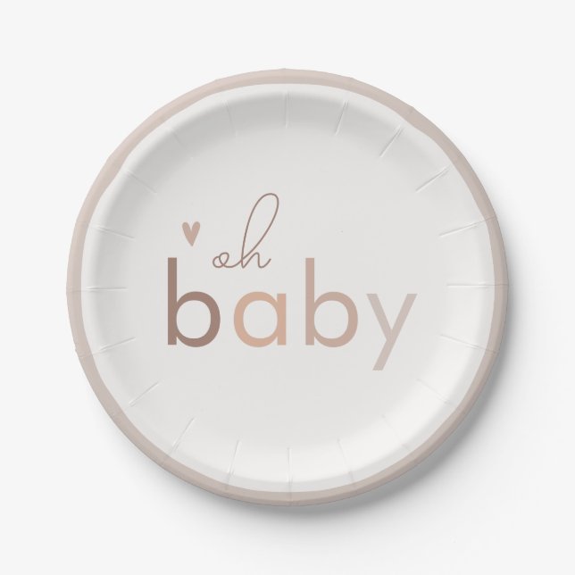 Oh Baby Gender Neutral Modern Baby Dusche Pappteller (Vorderseite)