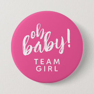 Oh Baby Geschlecht Enthüllung Team Mädchen Knopf Button
