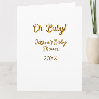 oh baby geschlechtsneutrale Babyparty orange golde Karte
