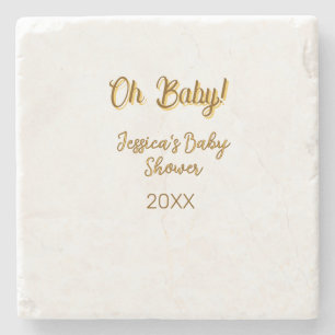 oh baby geschlechtsneutrale Babyparty orange golde Steinuntersetzer