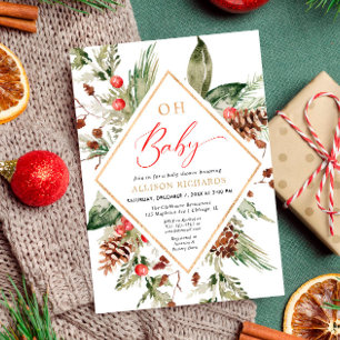 Oh Baby geschlechtsneutrale rustikale Winter-Baby- Einladung