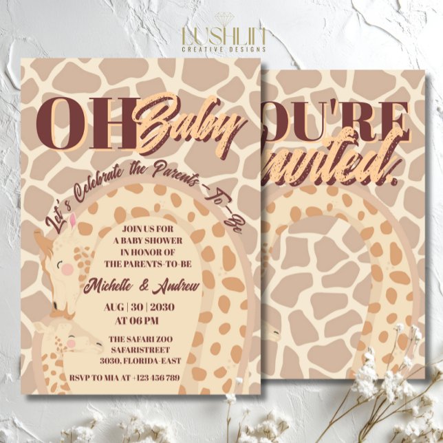 Oh Baby Giraffe Baby Shower Safari Theme Einladung (Von Creator hochgeladen)