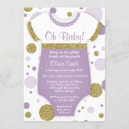 Oh Baby Girl, Baby Shower Einladung, Imitats Gold Einladung