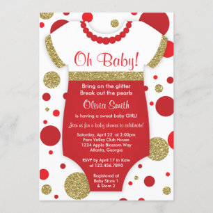 Oh Baby Girl, Baby Shower Einladung, Imitats Gold Einladung