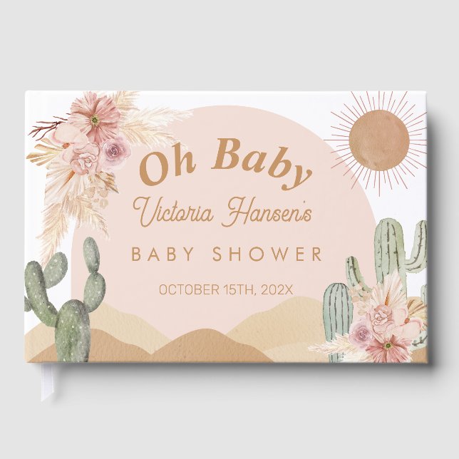 Oh Baby Girl Desert Baby Dusche Southwestern Boho Gästebuch (Vorderseite)