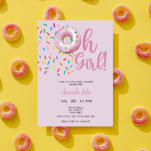 Oh Baby Girl Donut thème Baby shower Invitation