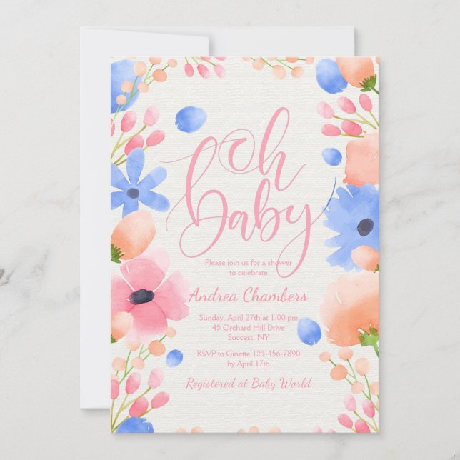 Oh Baby Girl Einladung (Vorderseite)