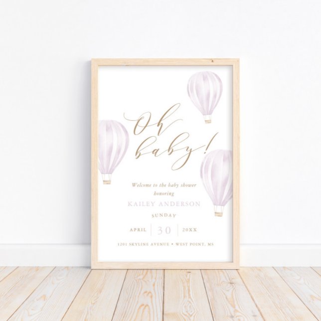 Oh Baby - Girl Hot Air Ballon Babydusche Poster (Von Creator hochgeladen)