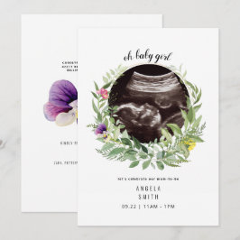 Oh Baby Girl Ultrasound Blumendusche Einladung