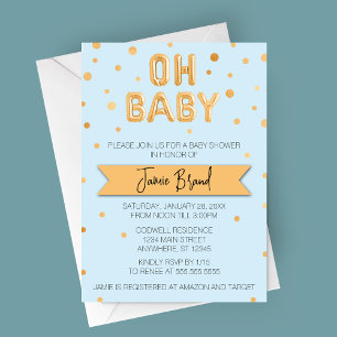 Oh Baby Gold Foil Balloon Baby Dusche Einladung