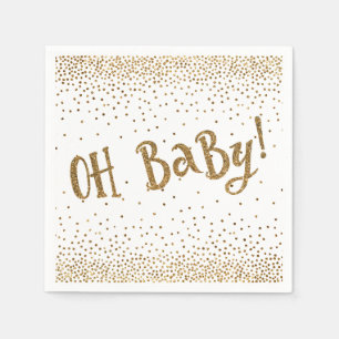 "Oh Baby!" Gold Glitzer Confetti für Babydusche Serviette