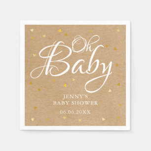 Oh Baby Gold Hearts Konfetti-Baby-Party/Baby-Empfä Serviette