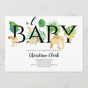 Oh Baby Gold Imitats Jungle tiere Baby Dusche Einladung