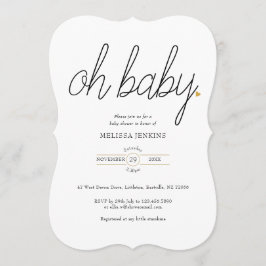 Oh Baby Gold Liebe Heart Baby Dusche / Sprinkle Einladung