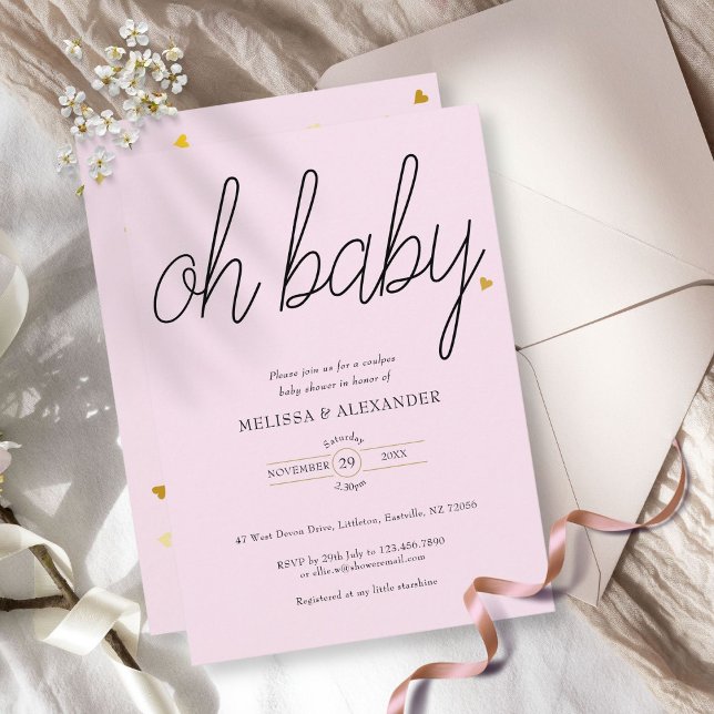 Oh Baby Gold Liebe Heart Couples Baby Dusche Einladung (Von Creator hochgeladen)