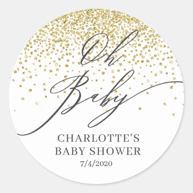 Oh Baby Gold Parties scintillant Favoriser Sticker (Devant)