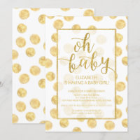Oh, Baby! Gold Polka Dots Kinderdusche Einladung