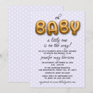 Oh, Baby! Goldfoil-Ballon-Neutral-Baby-Dusche Einladung