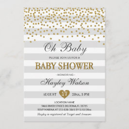 Oh Baby Gray and Gold Neutral Baby Dusche Sprinkle Einladung