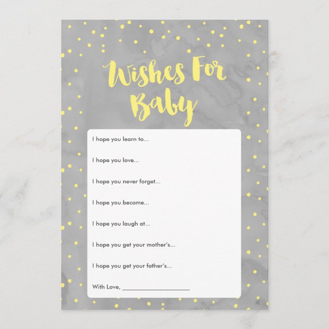 Oh Baby Gray and Yellow Baby Showcard Hinweiskarte (Vorderseite)